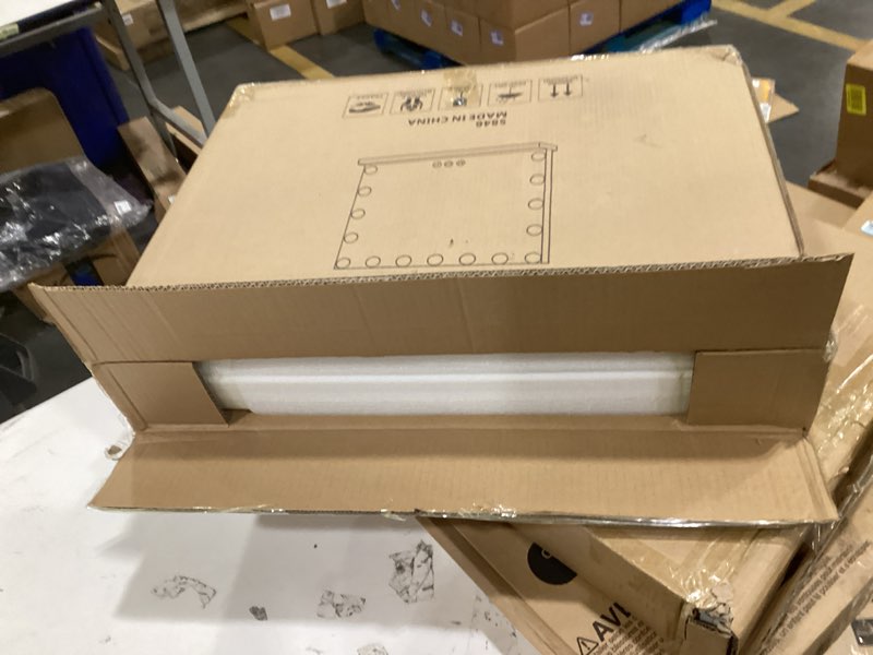 Condition photo showing As Is for Hollywood Vanity Mirror, 15 Led Bulbs?3 Color Lights?Beautiful Make Up Lighted Mirror, Aluminum Metal Frame?23" x 18"? White 23"L x 18"W