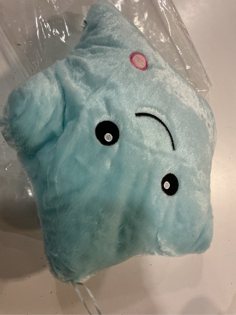 Condition photo showing Good Condition for creative twinkle glowing stars shape plush throw pillow  led night light pillow cushions stuffed toys gifts for kids  christmas (blue)