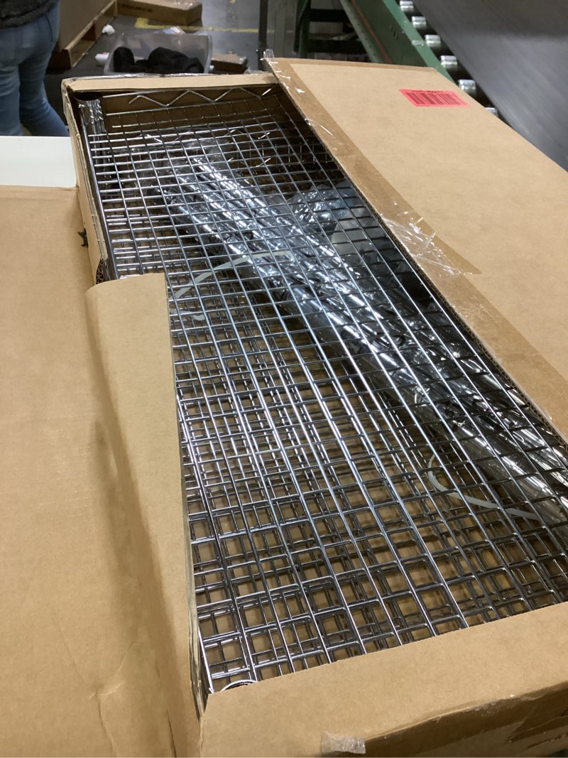 Condition photo showing Good Condition for Finnhomy 3 Tier Heavy Duty Commercial Grade Utility Cart, Wire Rolling Cart with Handle Bar, Steel Service Cart with Wheels, Utility Shelf Plant Display Shelf Food Storage Trolley, NSF Listed Chrome