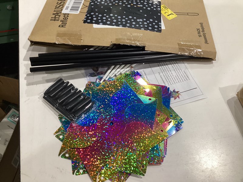 Condition photo showing Good Condition for hausse 10 pack reflective pinwheels wind spinner, extra sparkly rainbow pinwheel with stakes, bird repellent blinder devices deterrent to scare birds away from yard patio farm garden, colorful