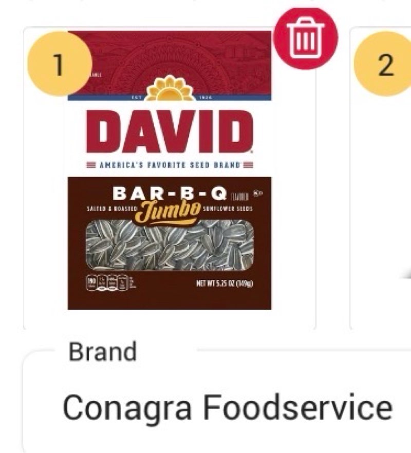 David Jumbo Roasted BBQ Sunflower Seeds Unshelled 5.25 oz. 12 Bags/Pack (GOV46570) ( BB: Oct 24/25)