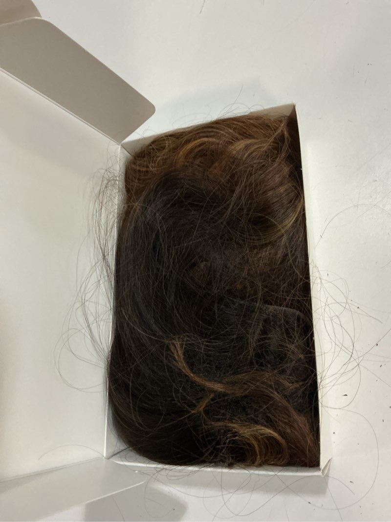 Condition photo showing As Is for brown mixed blonde wig for women highlighted long blonde wavy curly hair wigs synthetic hair replacement wig heat resistant hair wig for daily party use 26'' ombre brown highlighted blonde