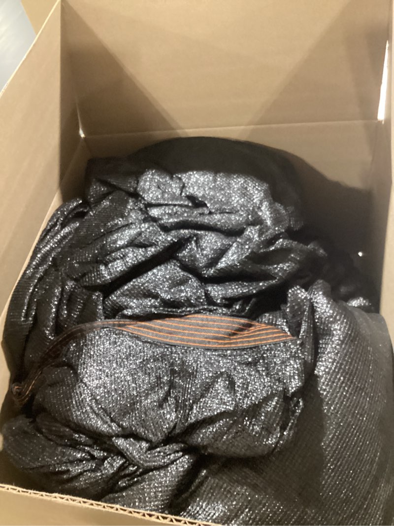 Condition photo showing Good Condition for riare 90% black shade cloth- 20 x 30ft sunblock garden shade cloth, sun shade mesh tarp with reinforced grommets for garden, greenhouse, patio, backyard, plants, chicken coop, pergola