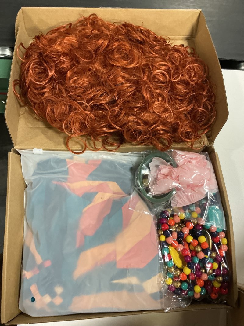 Condition photo showing Good Condition for landlady costume including caftan dress curly wig necklace earring sunglasses rings hair clip for halloween cosplay art deco waves