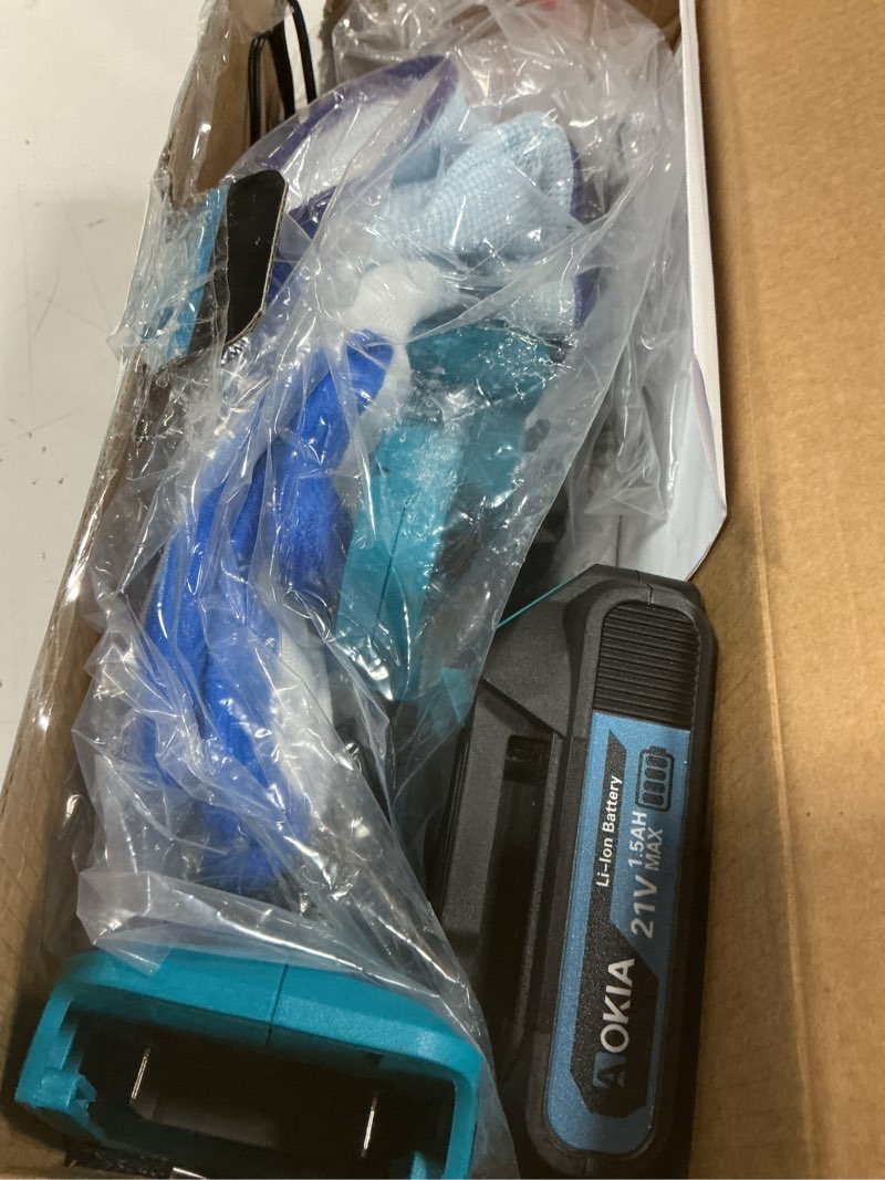 Condition photo showing Good Condition for aokia electric mini chainsaw cordless, small hand held 20v power battery with charger saw powered operated household and garden for cut tree trimming wood cutting gifts for father husband men&mother 4 inch dark blue 1 battery