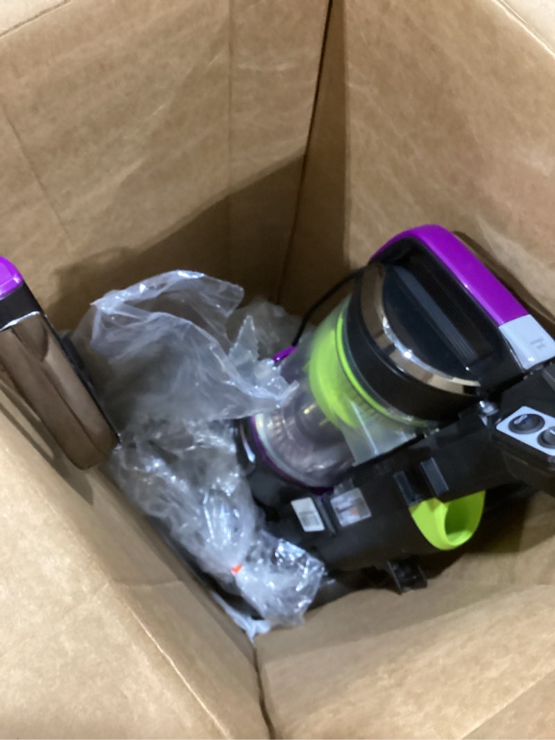 Condition photo showing As Is for BISSELL 24613 Pet Hair Eraser Turbo Plus Lightweight Vacuum, Tangle-Free Brush Roll, Powerful Pet Hair Pick-up, SmartSeal Allergen System, Specialized Pet Tools, Easy Empty Dirt Tank Grapevine Purple With Electric Green Accents