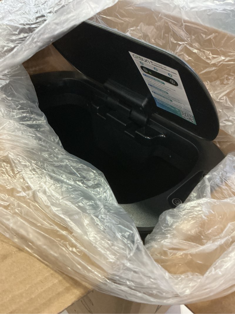 Condition photo showing Good Condition for cesun motion sensor trash can, 5 gallon automatic bathroom garbage can with lid, touchless smart plastic slim wastebasket for bathroom, office, rv, bedroom, living room, black