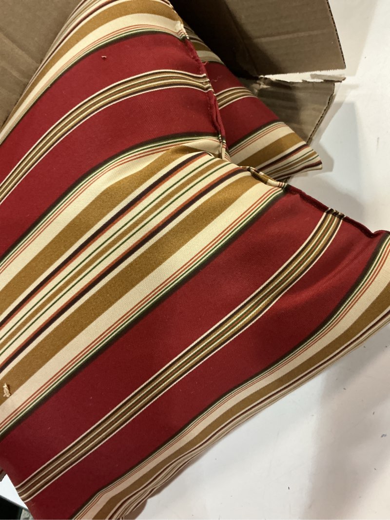 Condition photo showing Good Condition for Greendale Home Fashions Outdoor 17-inch Square Decorative Throw Pillow, 2-Pack, Tuscan Stripe 2 Count