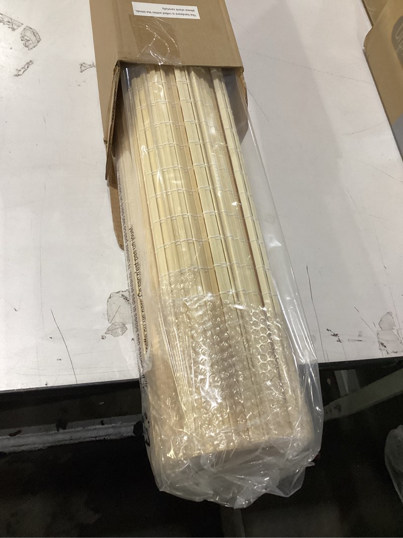 Condition photo showing New/Like New for LazBlinds No Tools No Drill Cordless Bamboo Roman Shades, Privacy Window Treatment, Roll Up Bamboo Blinds for Windows 30'' W x 64'' H, Natural Privacy-natural 30" W x 64" H