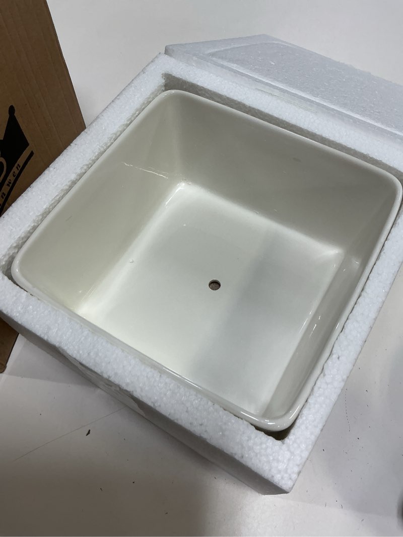 Condition photo showing New/Like New for 7 inch square white ceramic succulent cactus plants planter pot with drainage bamboo tray ?large?