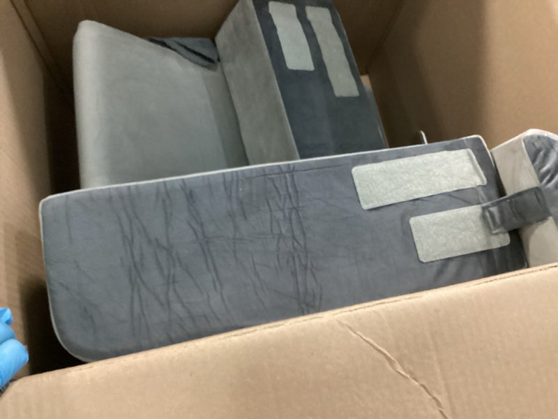 Condition photo showing As Is for Vekkia 21" Reading Pillow for Sitting in Bed – 60° Ergonomic Wedge Back Pillow, XL Side Pockets, Removable Cover, Support Chair for TV, Gaming, Working, Nursing, Recovery in Bed/Floor,Lightweight Gray 21 in(4'11" - 5'11")