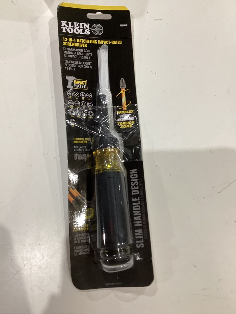 Condition photo showing As Is for klein tools 32313hd 13-in-1 multi-bit ratcheting screwdriver, double-ended impact bit set, 12 impact driver bits and 1/4-inch nut driver 13-in-1, impact rated