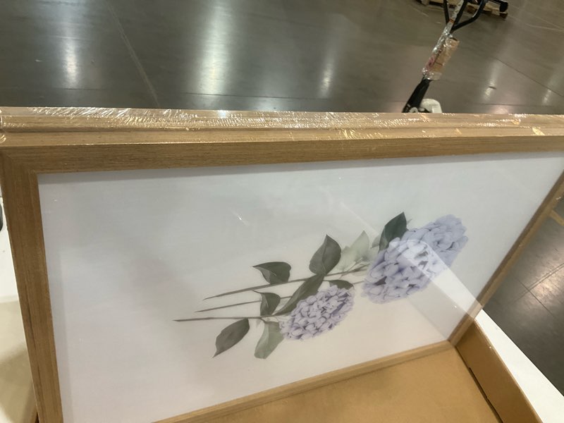 Condition photo showing Good Condition for wrfon blue hydrangea framed wall art set of 3, watercolor floral botanical canvas prints, minimalist flower wall decor for dining room living room bedroom, wood frame 16x24 inch blue hydrangea(framed) 24"l x 16"w