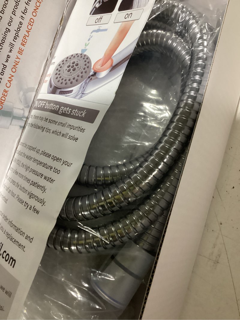 Condition photo showing New/Like New for high pressure shower head with handheld spray 6 settings hand held shower head with on off switch and spa spray mode 60 in hose, chrome modern chrome