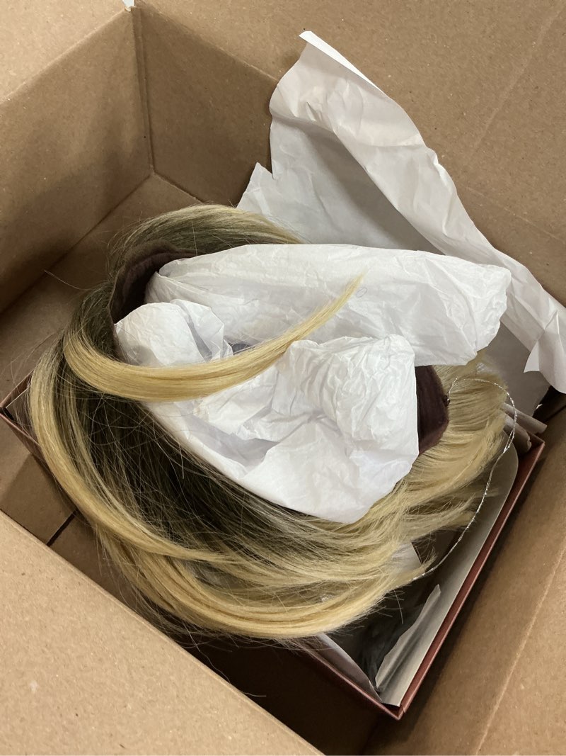 Condition photo showing Good Condition for Kim Kimbel Jayla Chin-Length Asymmetrical Textured Wig by Hairuwear, Average Cap Size, MC613SS Vanilla Bean