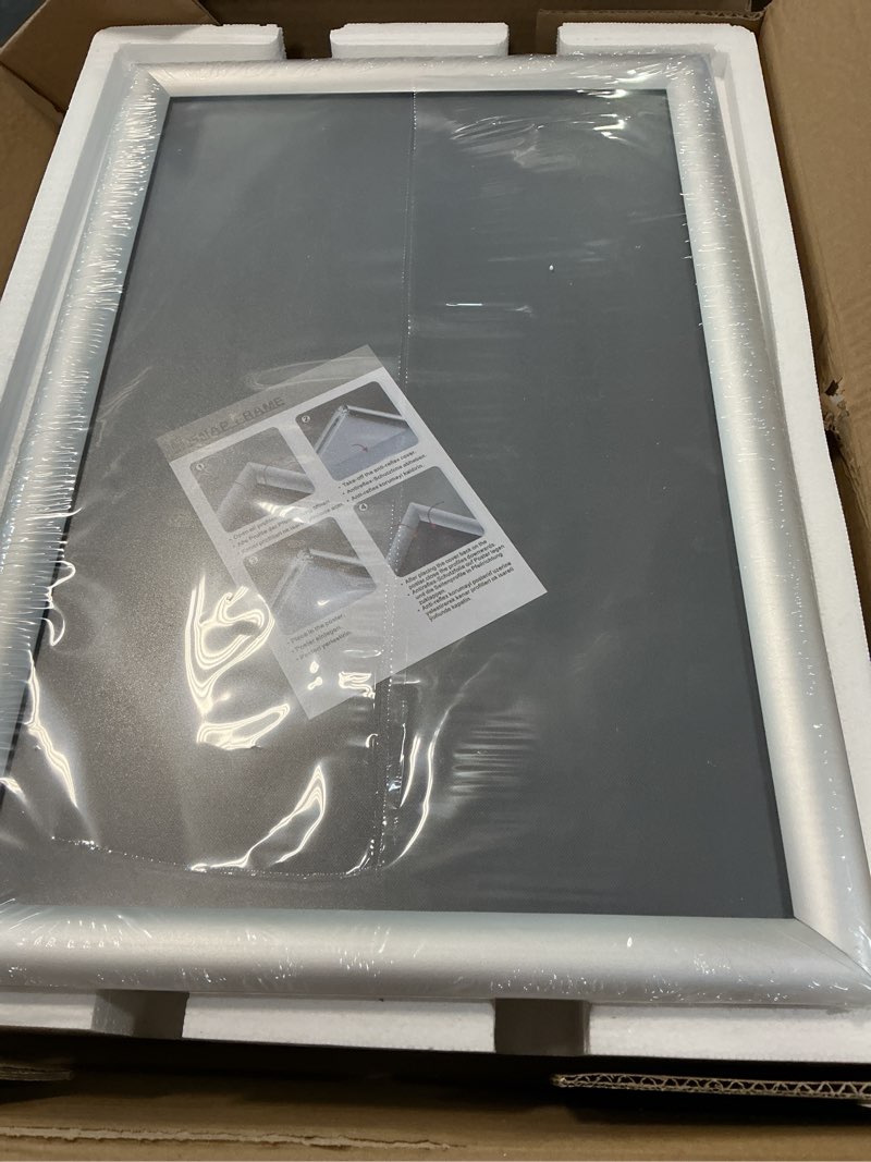 Condition photo showing As Is for heavy duty adjustable pedestal poster sign stand, snap open signage holder | aluminum frame for vertical/horizontal view, weighted and thickened alloy steel base, display for shop, school, restaurant silver 11x17