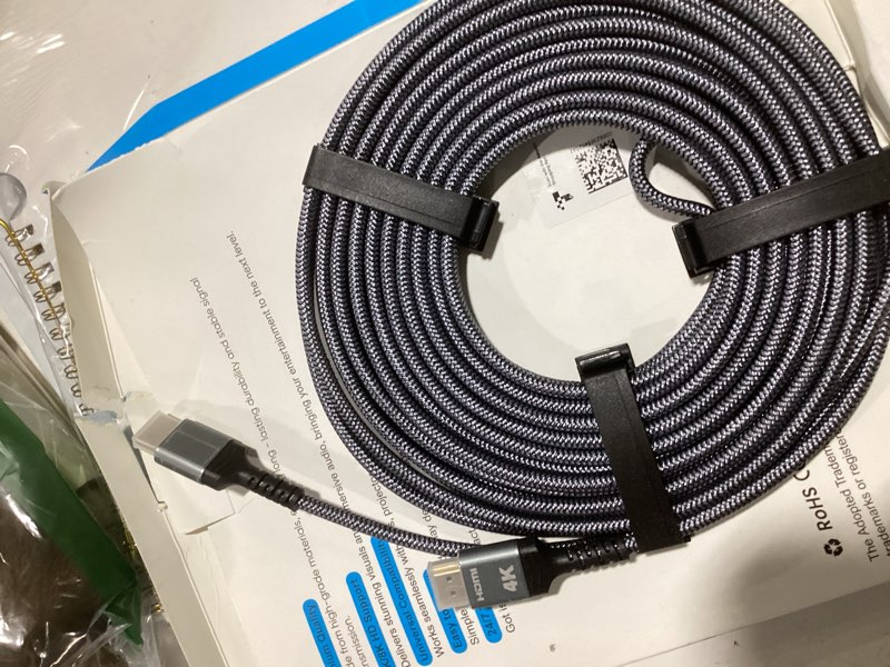 Condition photo showing Good Condition for Highwings Long HDMI Cable 30FT, High Speed 18Gbps 2.0 Braided Cord-Supports (4K 60Hz HDR,Video Ultra HD 4K 3D HDCP 2.2 ARC-Compatible with PS4/3 Roku TV/HDTV/PS5/Blu-ray 30 feet Bidirectional Grey
