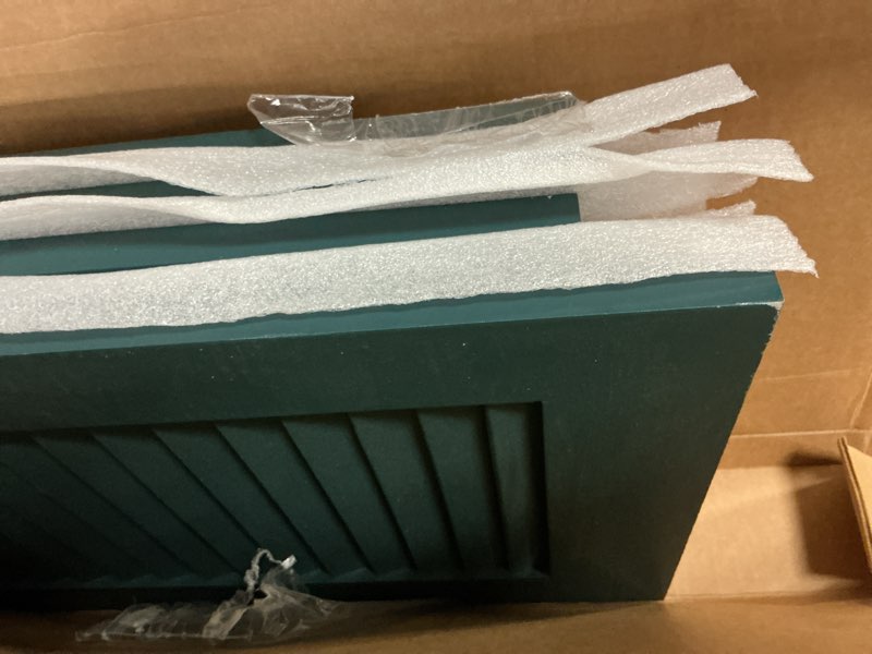 Condition photo showing New/Like New for americraft two equal louver exterior real wood shutters (per pair), thermal green 15x51