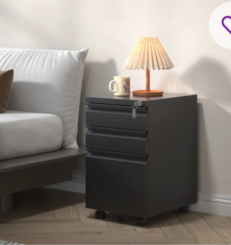 3 drawer metal mobile file cabinet with lock for home office fully assembled