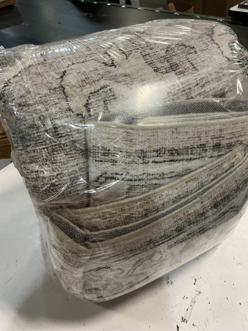 Condition photo showing Good Condition for washable area rugs for living room: 9x12 bedroom area rugs boho vintage rugs stain resistant non slip low pile soft lightweight carpet for kitchen dining room farmhouse nursery kids room home office 9' x 12' (rectangular) brown and cream