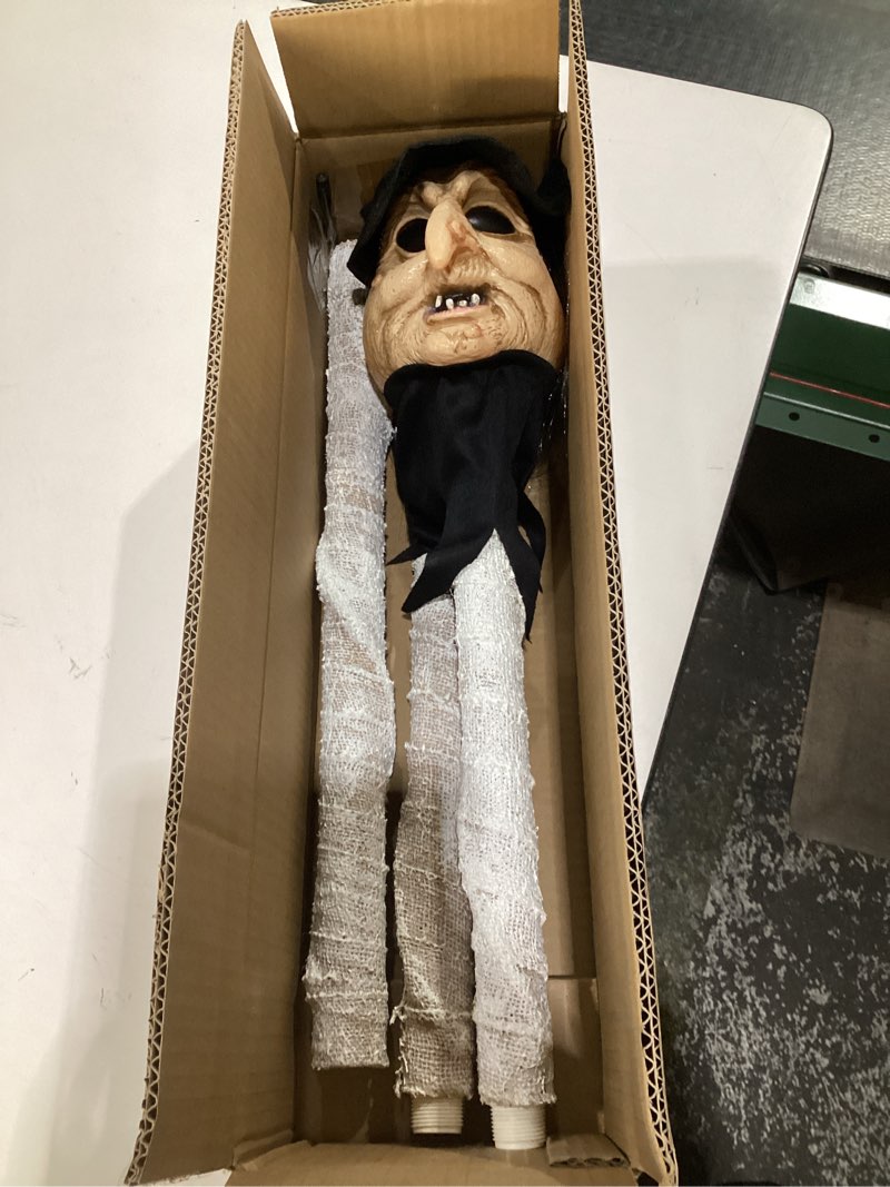 Condition photo showing Good Condition for Halloween Wizard Cane, Lighted Witch Stake with Sound Scary Evil Horror Face Zombie Magic Walking Cane Prop Stick Accessory for Halloween Party Dress Up, Pretend Play Costume Green