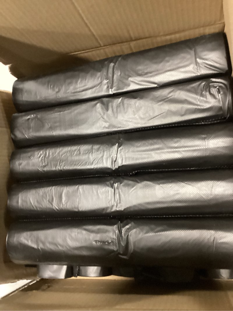 Condition photo showing Good Condition for delmon trash bags - 150 bags / 10 rolls carton - 70 gallons - thick and heavy duty trash bag for commercial, home & kitchen use,fits toter curbside bins - w 43”, l 48”, thickness 0.87mil