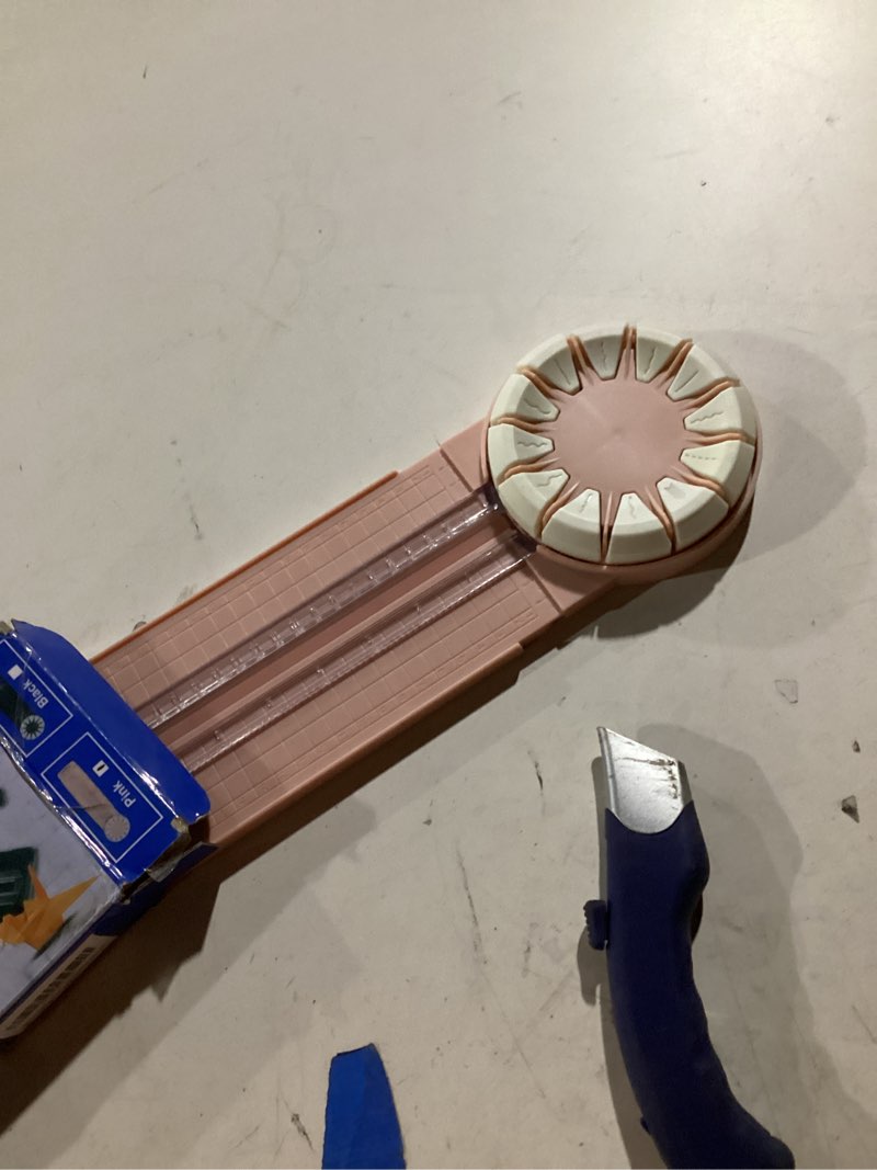 Condition photo showing Good Condition for Paper Craft Edge Cutter, 12 in 1 Paper Cutter, Rolling Paper Cutter with 12 Cutting Types, Multifunctional Paper Cutter Machine with Measurements for Scrapbooking (Pink)