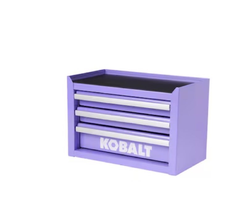 kobalt portable mini toolbox 11.1-in w x 7.36-in h x 6.14-in d 3 -drawer lavender steel tool box item #6786853 | model #56109