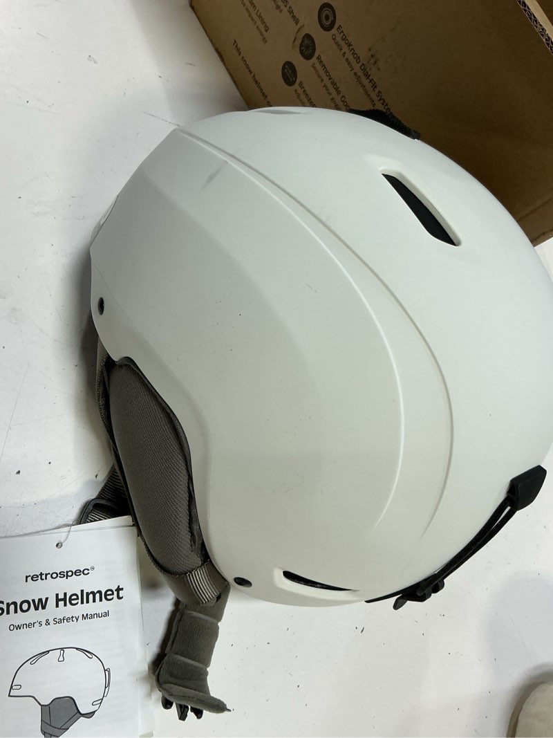 Condition photo showing Good Condition for retrospec zephyr ski helmet - snowboard helmet for adults & youth with adjustable fit, 9 breathable vents, removable washable earmuffs - snow sports helmet for men & women matte eggshell small