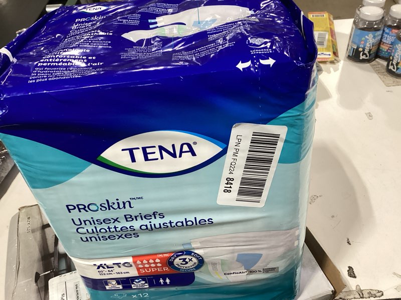 Condition photo showing New/Like New for tena proskin unisex adult diapers with tabs, maximum absorbency, x-large, 12 ct x-large 12