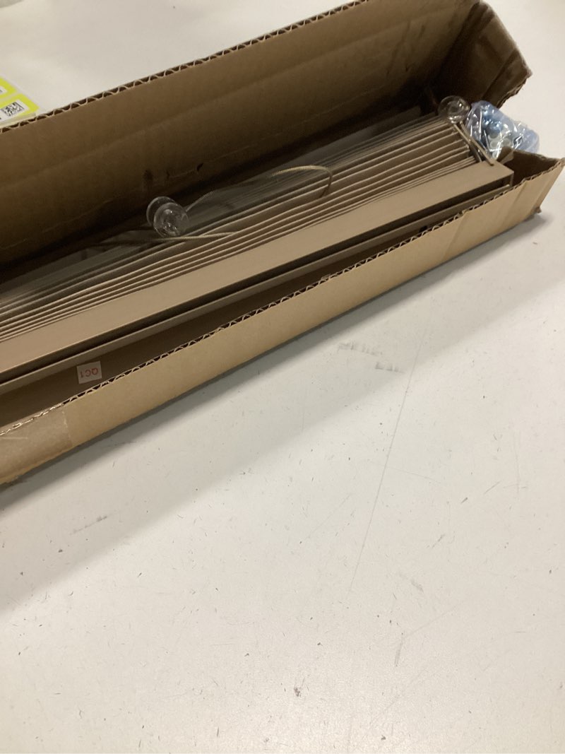 Condition photo showing New/Like New for (Unknown size)TWOPAGES Custom Roman Shade Cordless, Natural Woven Bamboo Blind with Valance for Indoor Windows, Dark Khaki, 1 Shade