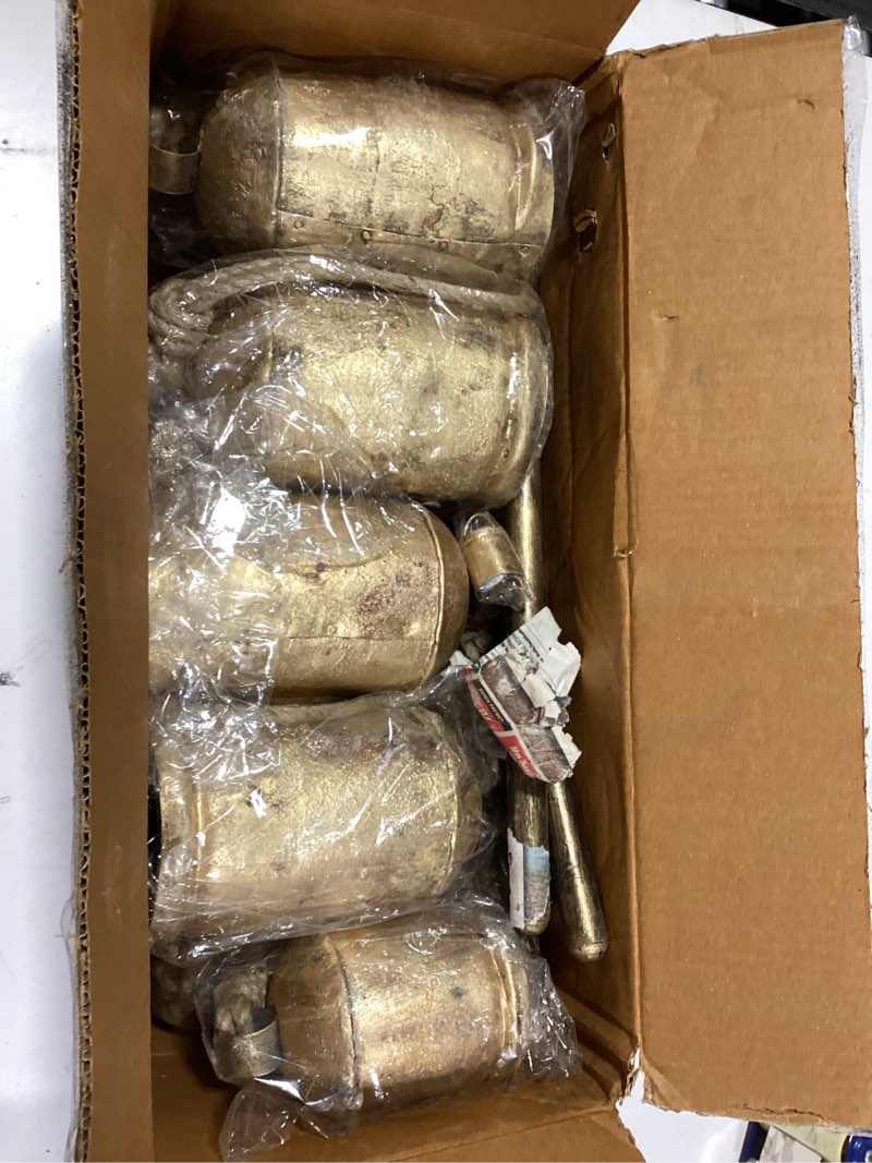 Condition photo showing Good Condition for RW Rustic Giant Christmas Bells - Set of 15 Vintage Style Harmony Shabby Chic Bells with Hanging Rod Tool for Mantel Decor, Stocking Holder