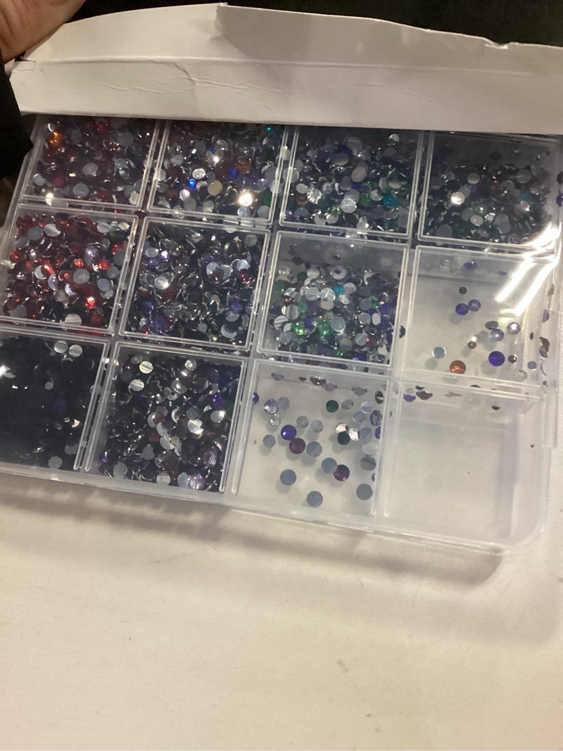 Condition photo showing Good Condition for 22000Pcs Resin Rhinestones for Bedazzling with 3Pcs B7000 Jewelry Glue, Multicolor 2/3/4mm Flatback Gems Rhinestones for Crafting, Clothing Tumblers Mugs Shoes Fabric Decor Nail Art Resin Multicolored 2/3/4mm Large Pack + 3Pcs Glue