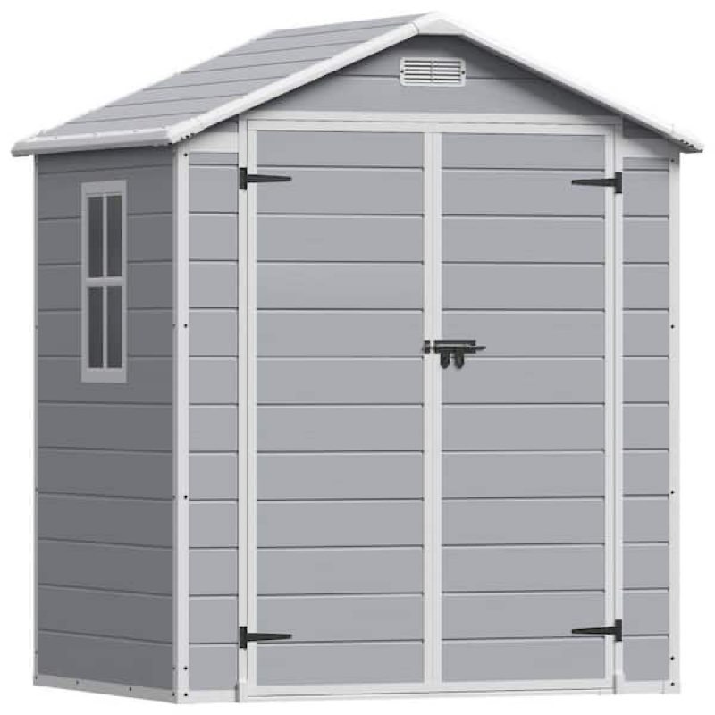 Tozey 6 ft. W x 4 ft. D Matte Gray Patio Resin Shed Extruded Plastic