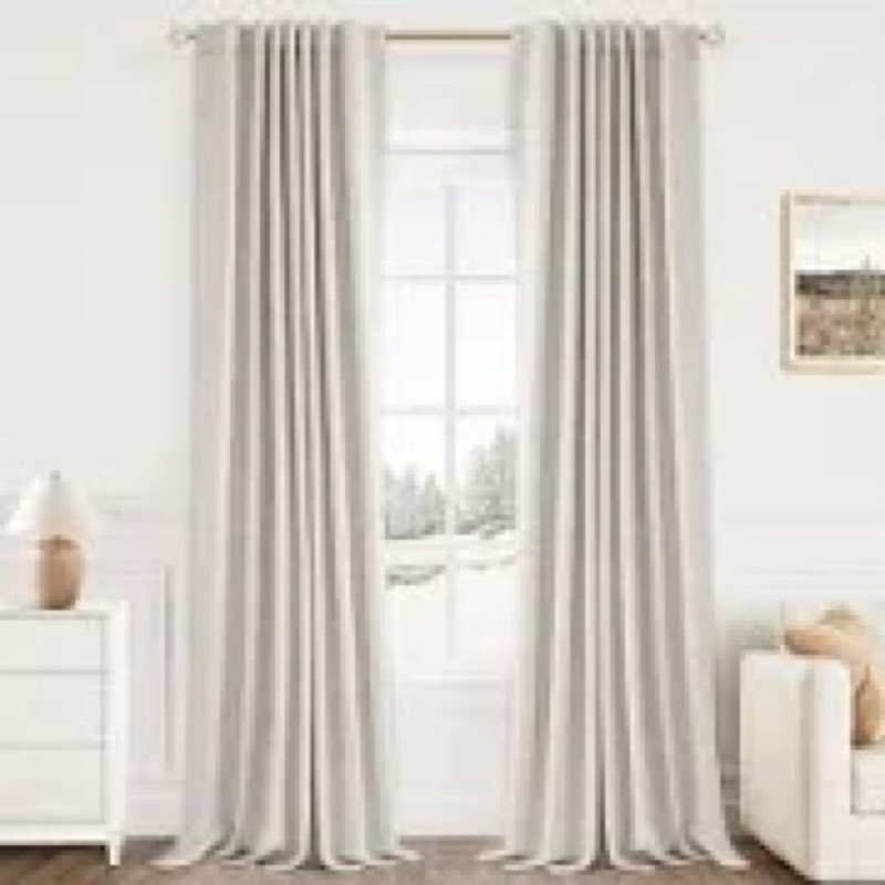 graciella thermal insulated faux linen textured 100% blackout curtains for bedroom living room back tab/rod pocket