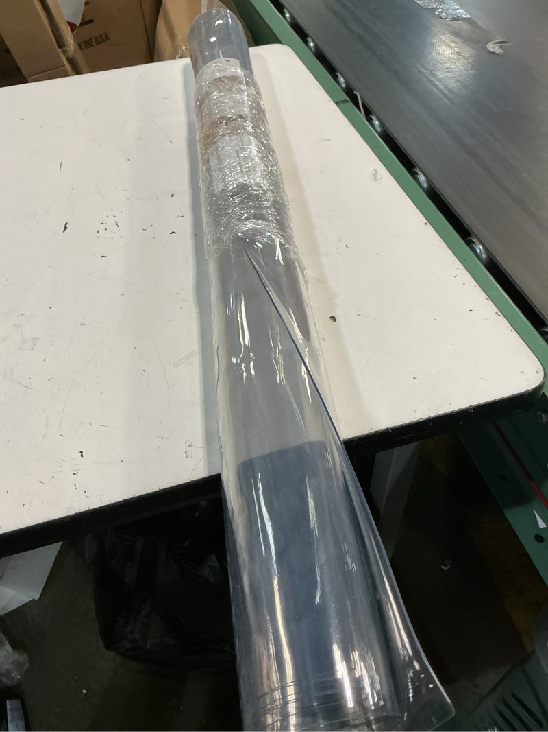 Condition photo showing As Is for clear table protector - 36 x 62 inch, 1.5mm thick pvc table cover, waterproof desk protector mat for coffee & dining room 36" x 62" (rectangular) crystal clear