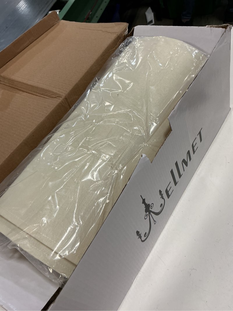 Condition photo showing Good Condition for wellmet self-assembly lampshade, creamwhite, 18" top x18" bottom x12" high, drum lampshade for table lamp, bedside lamp, floor lamp, fabric replacement lamp shade classic modern style, spider fitter cream white 18x18x12