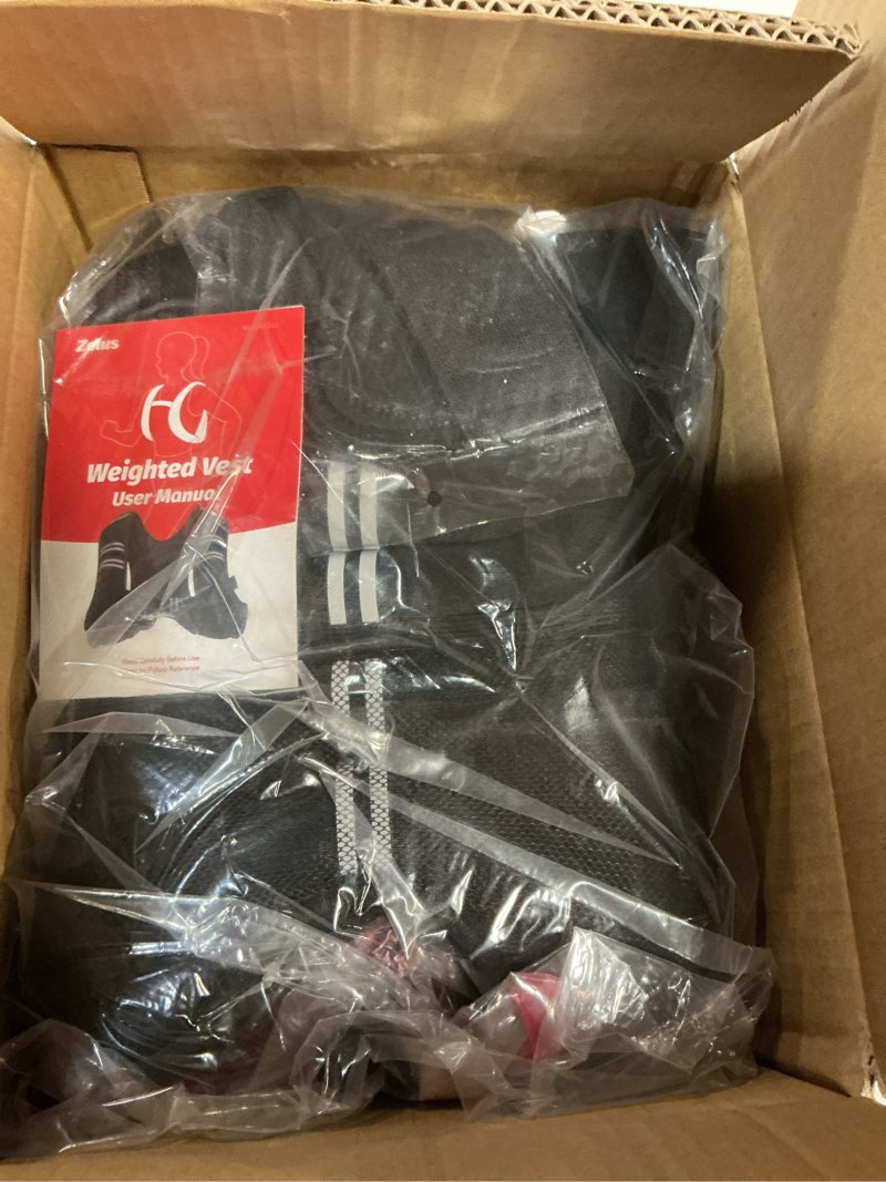 Condition photo showing Good Condition for ZELUS Weighted Vest, 6lb/8lb/12lb/16lb/20lb/25lb/30lb Weight Vest with Reflective Stripe for Workout, Strength Training, Running, Fitness, Muscle Building, Weight Loss, Weightlifting 16lb Black