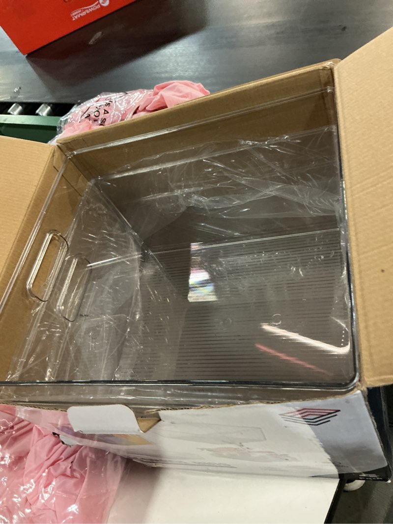 Condition photo showing New/Like New for ClearSpace Clear Plastic Storage Bins – XL 4 Pack Perfect for Kitchen,Fridge, Pantry Organization, Cabinet Organizers