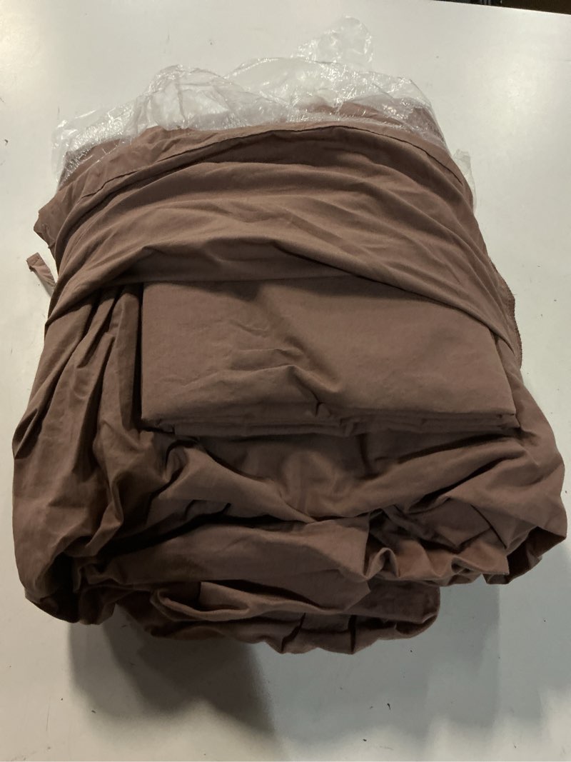 Condition photo showing Good Condition for organic crisp percale fitted sheet set, queen, fig
