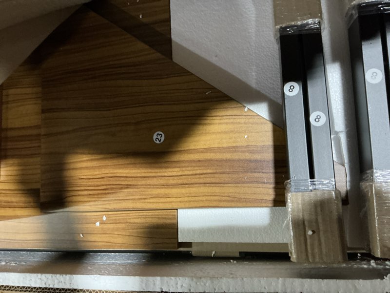 Condition photo showing Good Condition for possibly incomplete bellemave full size loft bed with desk and 2 shelves, metal full loft bedframe with desk on the lefts, black black with desk on the left full