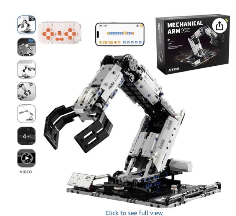 STEM Educational Remote Control Robotic Arm Building Kit, Programmable APP Control Robot Toy, 8-Dire