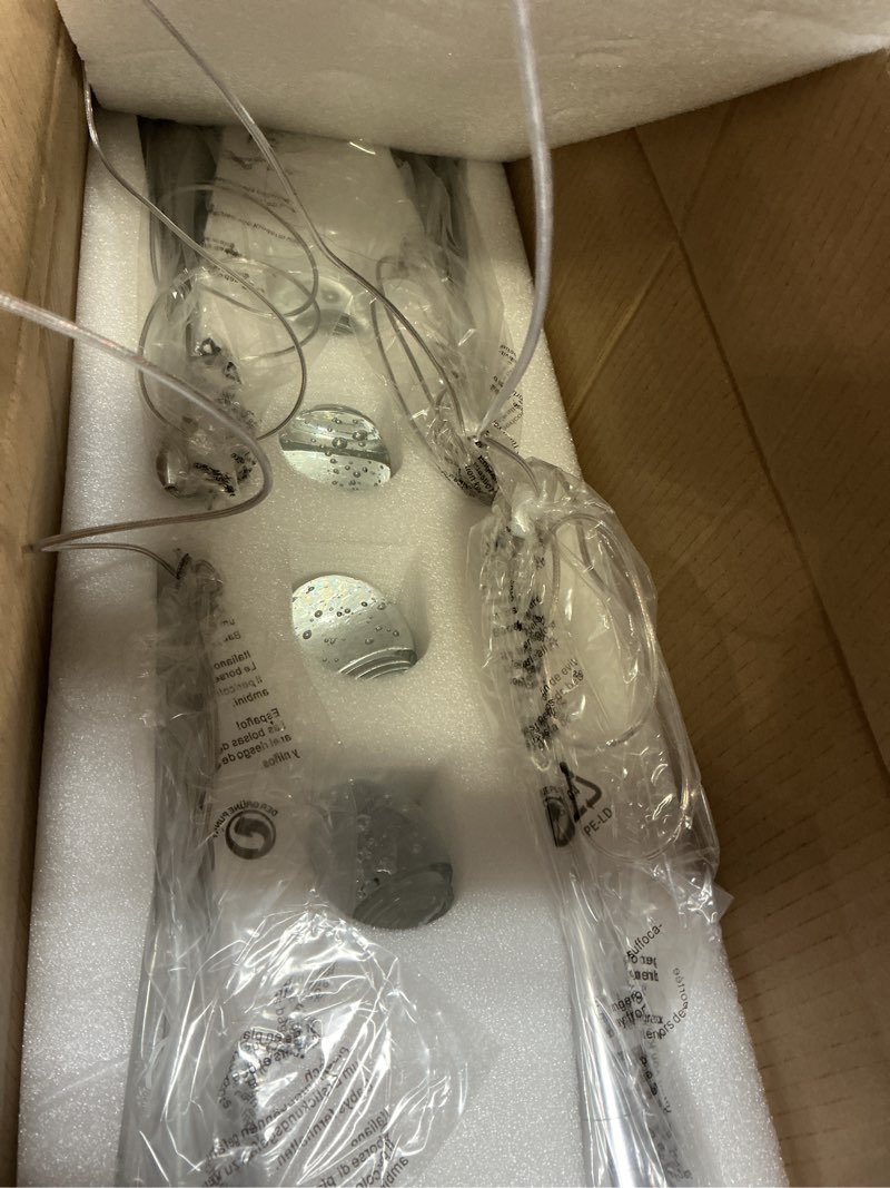 Condition photo showing Good Condition for dining room light fixture 4-light silver kitchen island lighting industrial linear crystal chandeliers for dining room pendant light fixture for living room hallway bedroom rectangle 4-lights rectangle silver