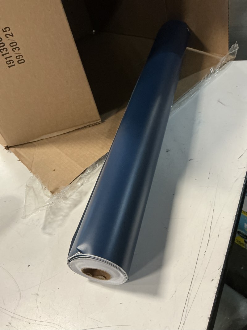 Condition photo showing As Is for livelynine 24x394 blue peel and stick wallpaper for bathroom dark navy blue contact paper for cabinets countertops waterproof kitchen cabinet covers removable wall paper for renters furniture vinyl 394" x 24" royal blue