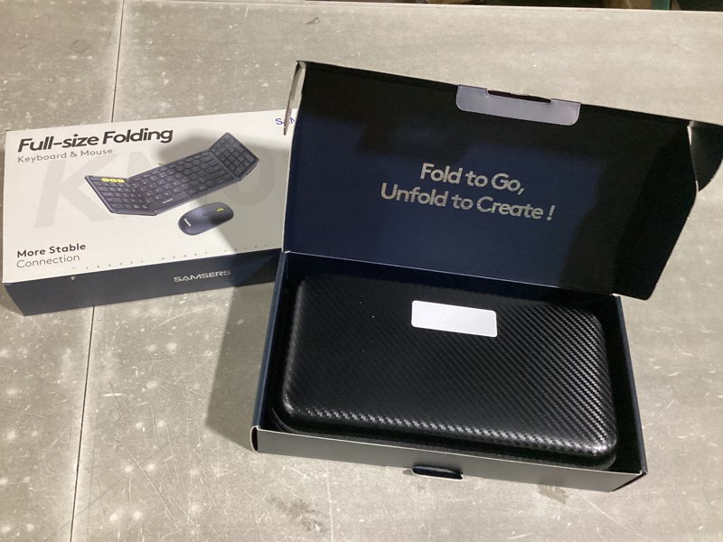 Condition photo showing New/Like New for Foldable Keyboard and Mouse, Samsers Folding Bluetooth Keyboard Combo, 2.4G + BT5.0 x 2, Full-Size Portable Travel Keyboard & Rechargeable Wireless Mouse for Windows Android iOS Mac OS, Starlight 2.4G + Bluetooth 5.0 x 2 Starlight