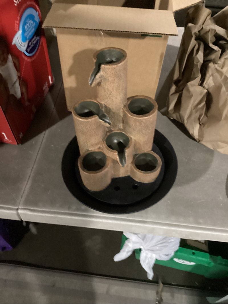 Condition photo showing Good Condition for alpine corporation wct202 indoor tabletop tiered water fountain featuring 3 candles for desktop and table, 11", brown