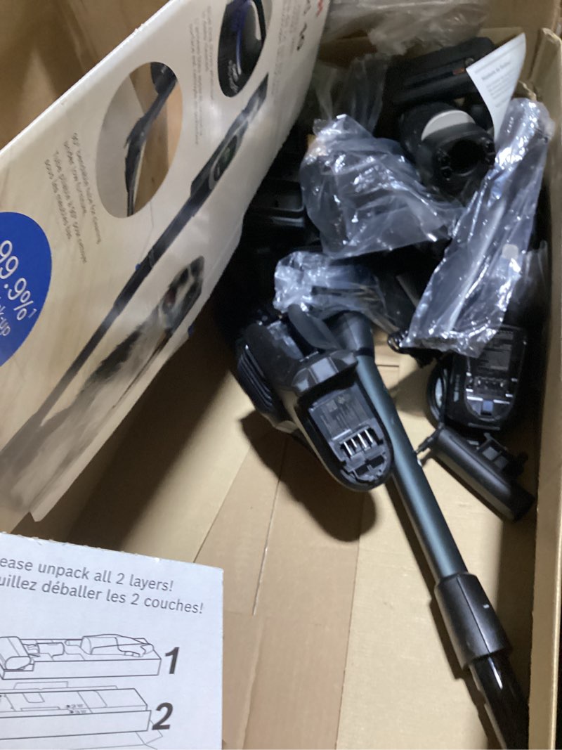Condition photo showing Good Condition for bosch unlimited 10 cordless stick vacuum cleaner - 2 batteries included, up to 140 min total, bendable tube, fast charger, pet hair, hard floors and carpets, 7 accessories, dark cream fast charger + 2 batteries