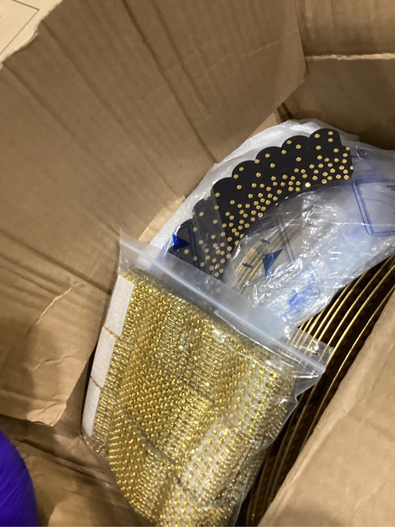 Condition photo showing Good Condition for tanlade 100 pcs charger plates bulk with napkin rings set include 50 plastic beaded plate chargers 50 napkin rings 13'' round dinner plate chargers set for table setting wedding party(gold) beaded style gold 100