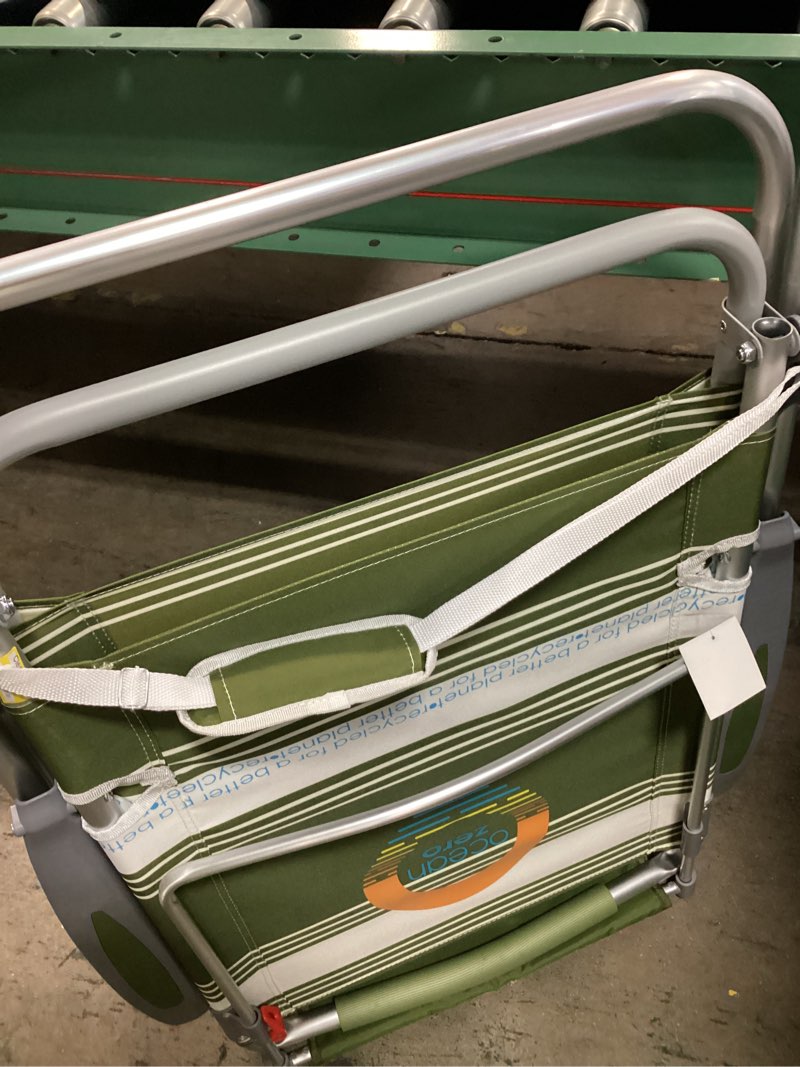 Condition photo showing New/Like New for ocean zero sun block outdoor portable beach chair tan/navy