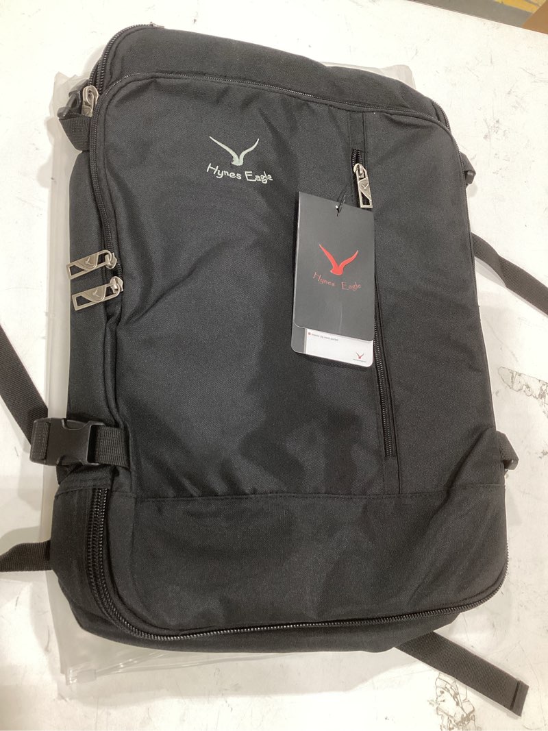 Condition photo showing New/Like New for carry on backpack, black, 38l large travel backpack for women flight approved weekender bag laptop backpack men 15 inches beige